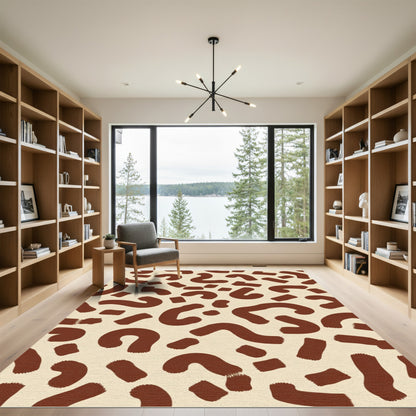 Brown Strokes Abstract Cream Rug