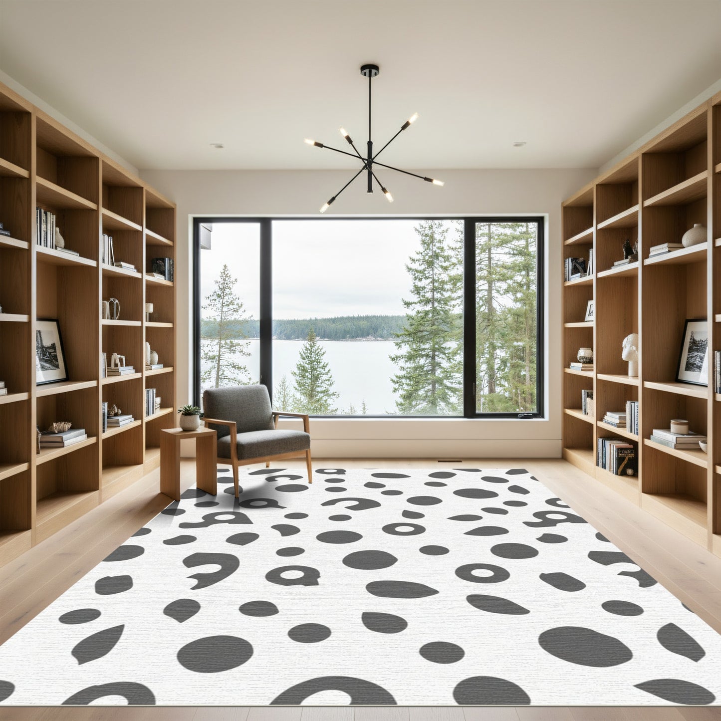 Monochromatic Dalmatian Spots Abstraction Rug