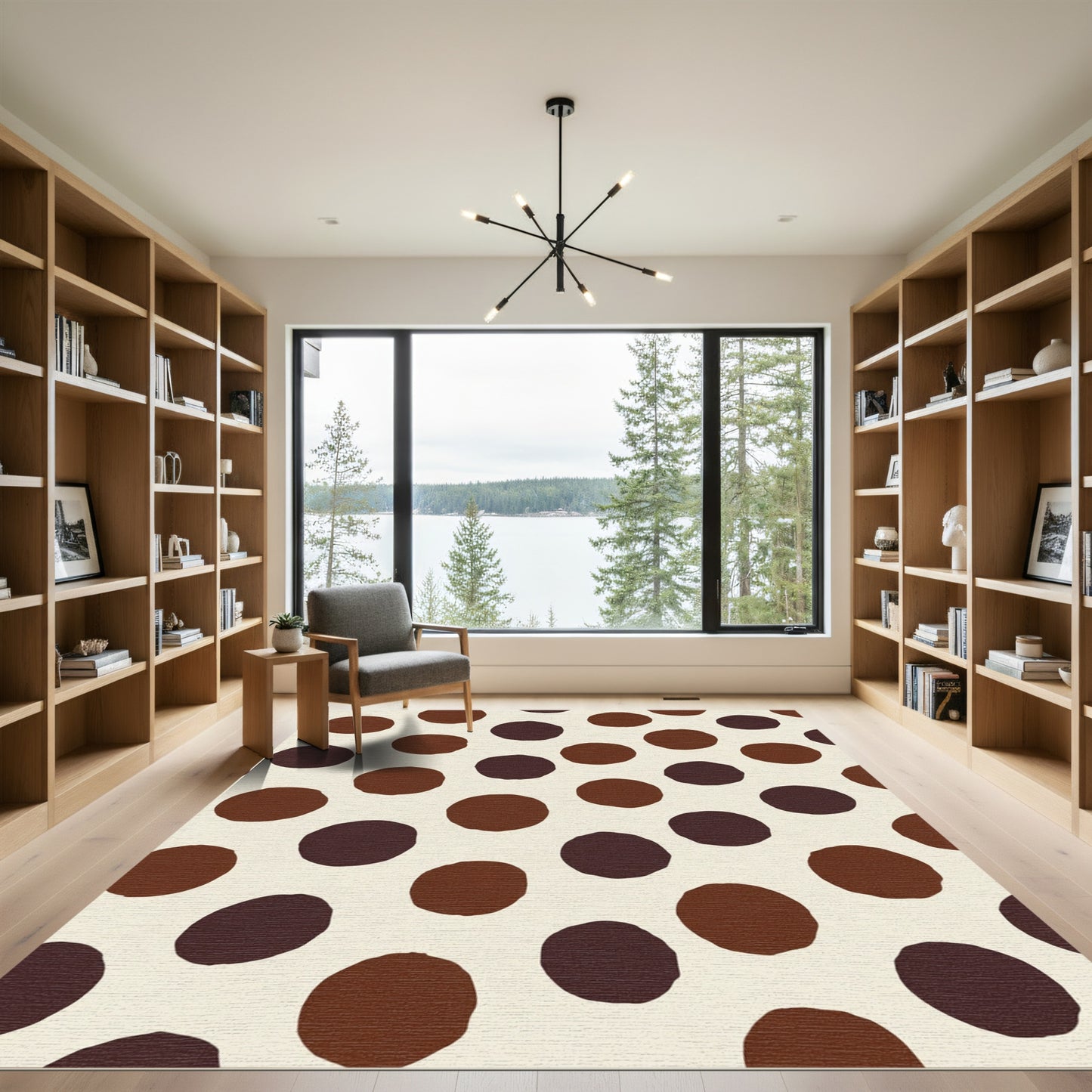 Earthy Brown Polka Dot Round Rug