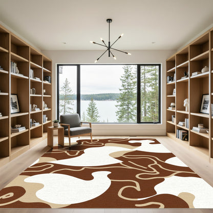 Brown Beige White Organic Flow Rug