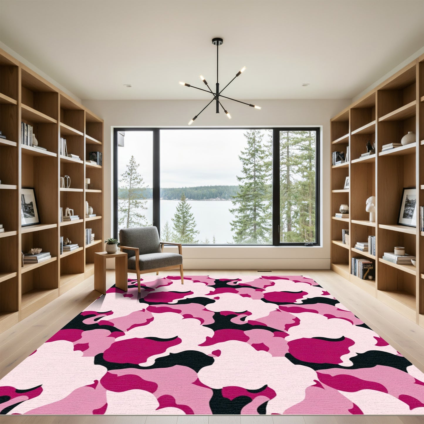 Pink Camo Abstract Shapes Rug