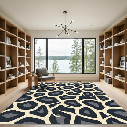 Cream and Charcoal Giraffe Spots Rug