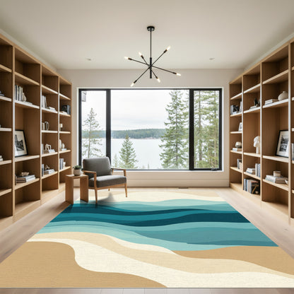 Oceanic Wave Abstract Terracotta Rugs Rug