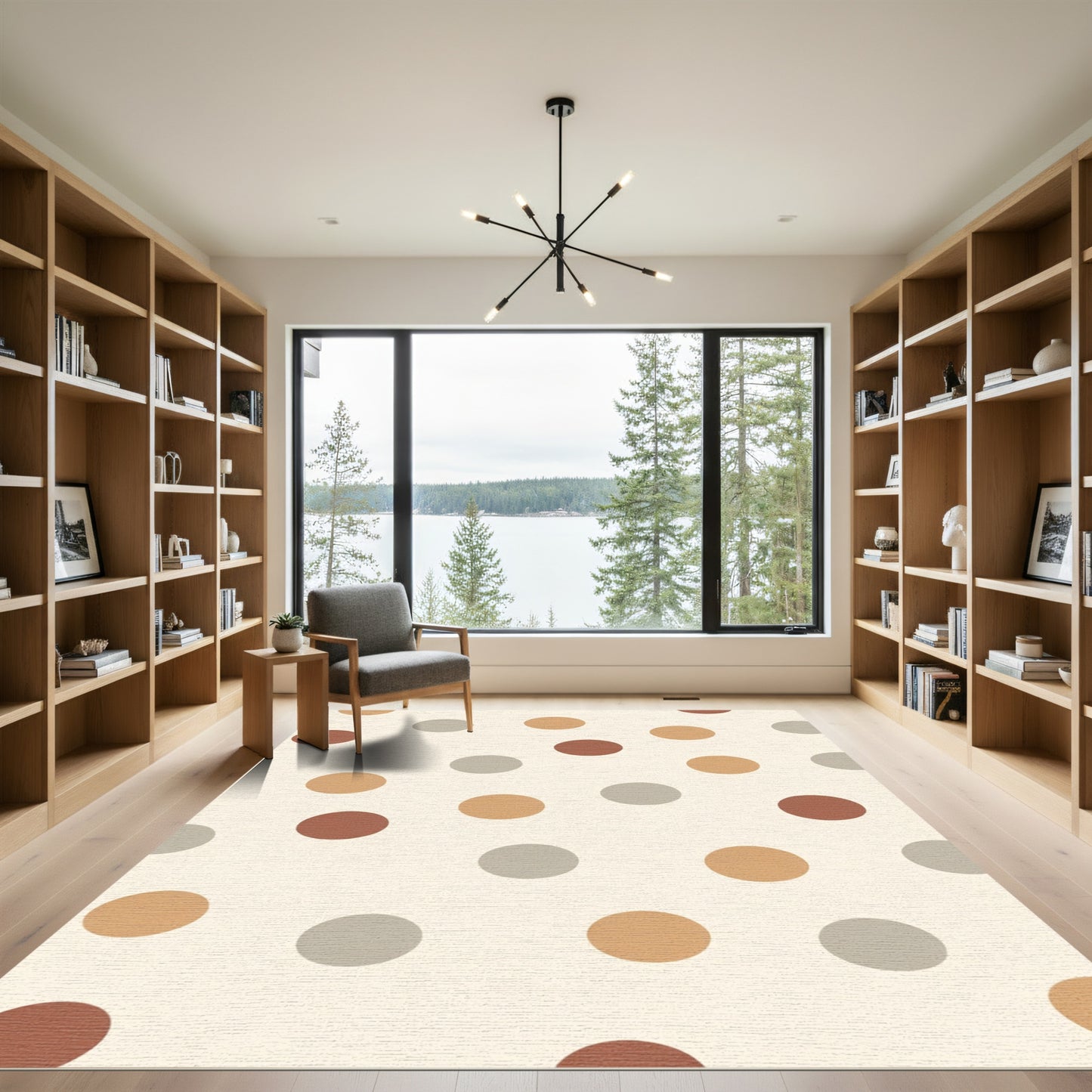 Earthy Tone Polka Dot Circles Rug