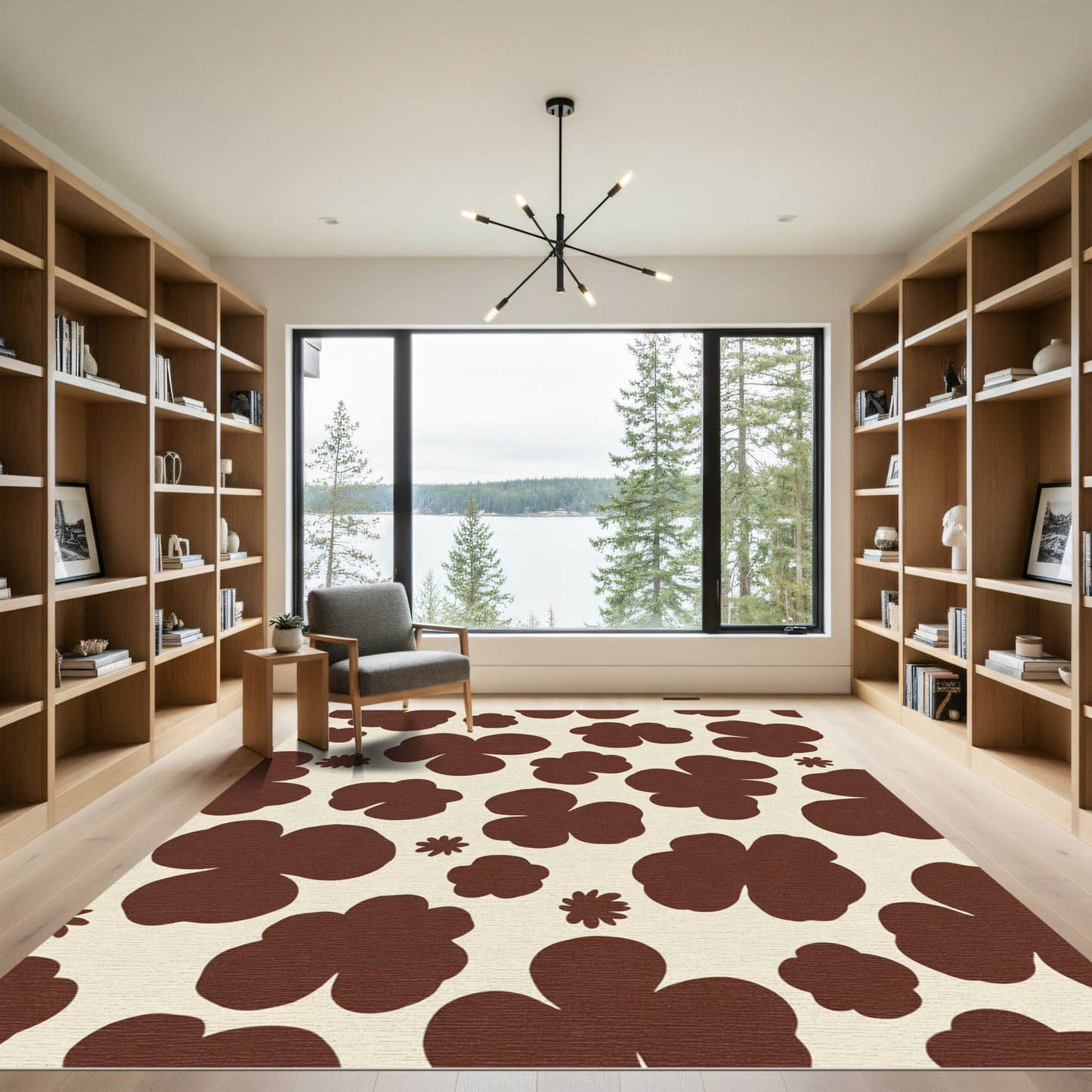 Brown Clover Blossom Field Rug