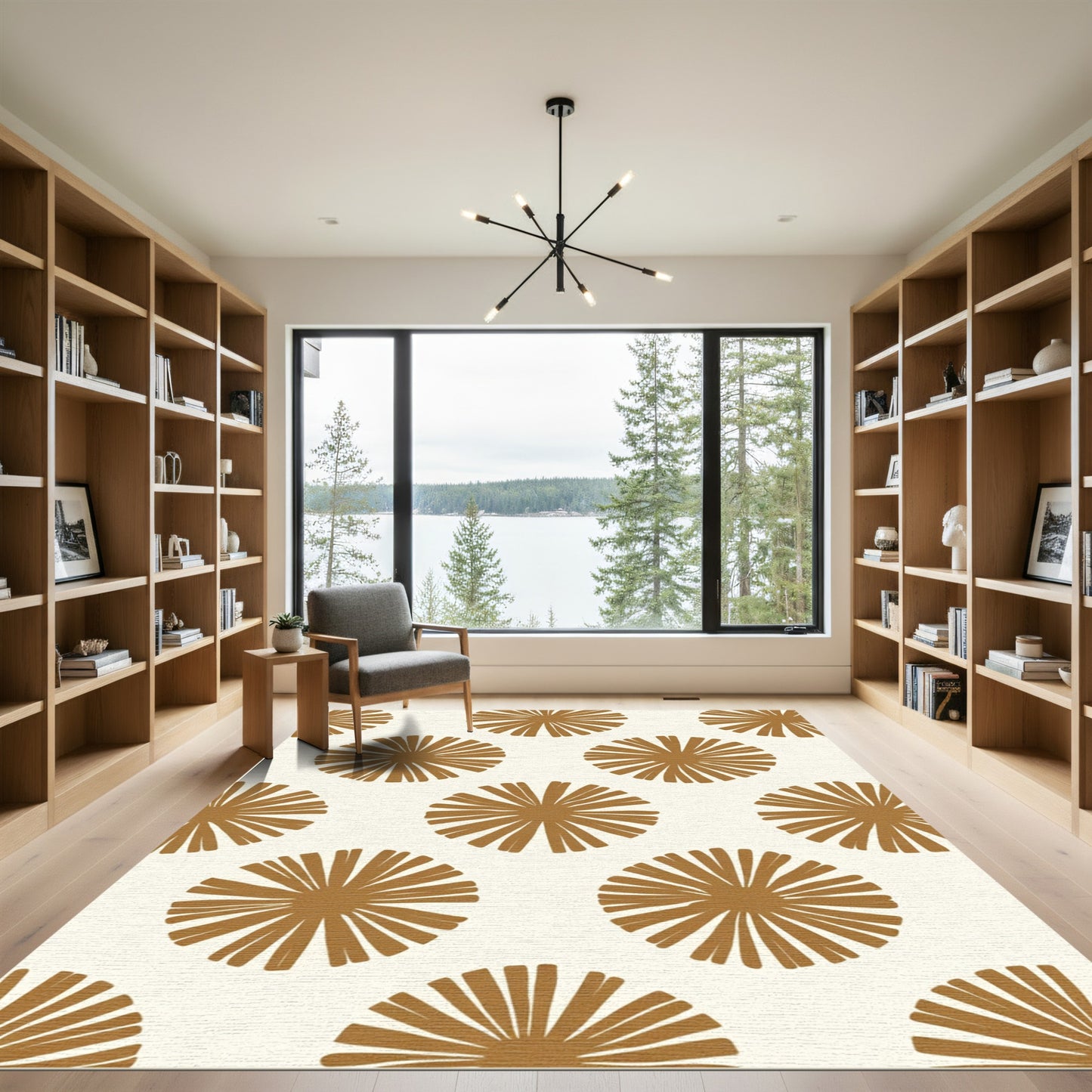 Warm Bronze Fan Medallion Rug