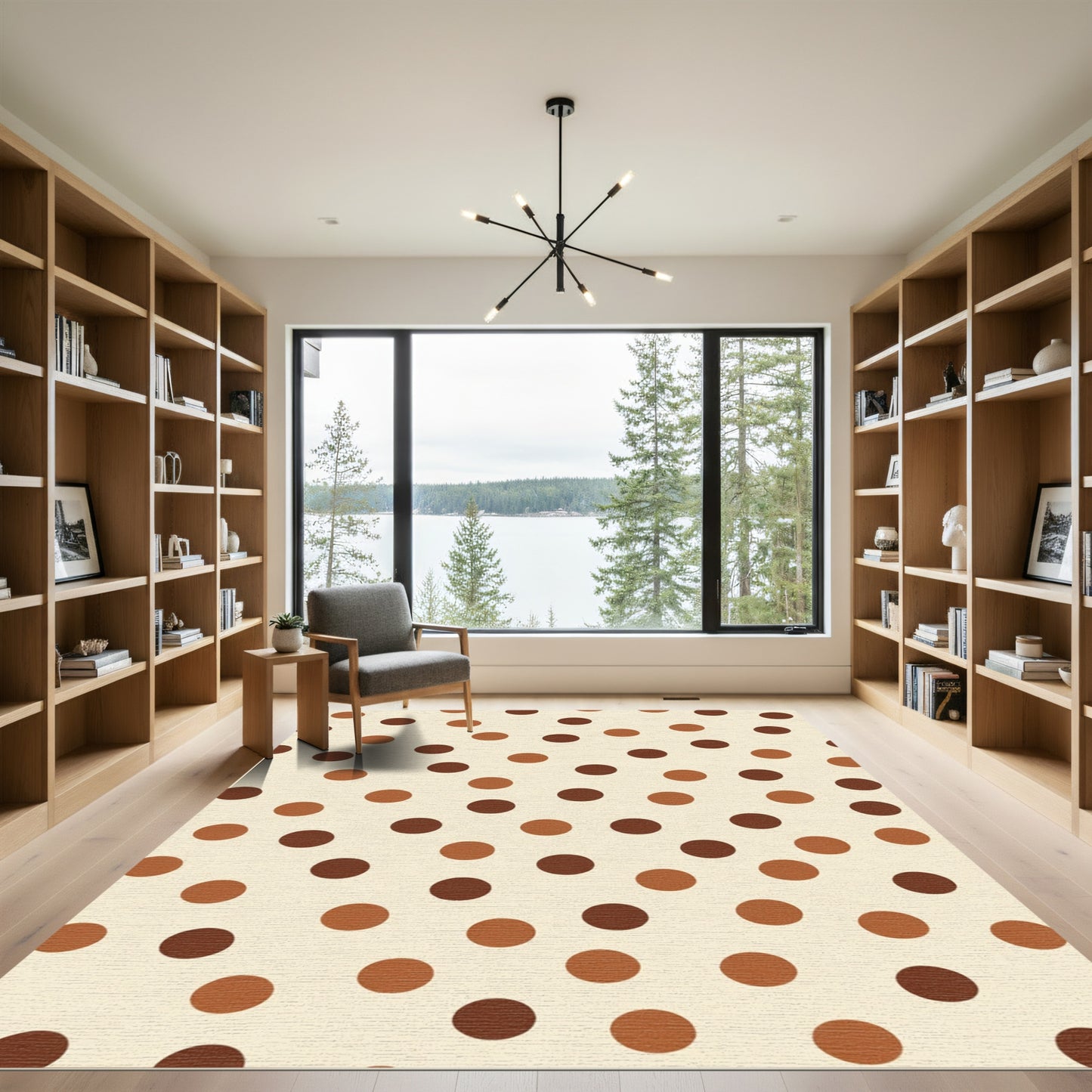 Cream And Chocolate Polka Dot Rug