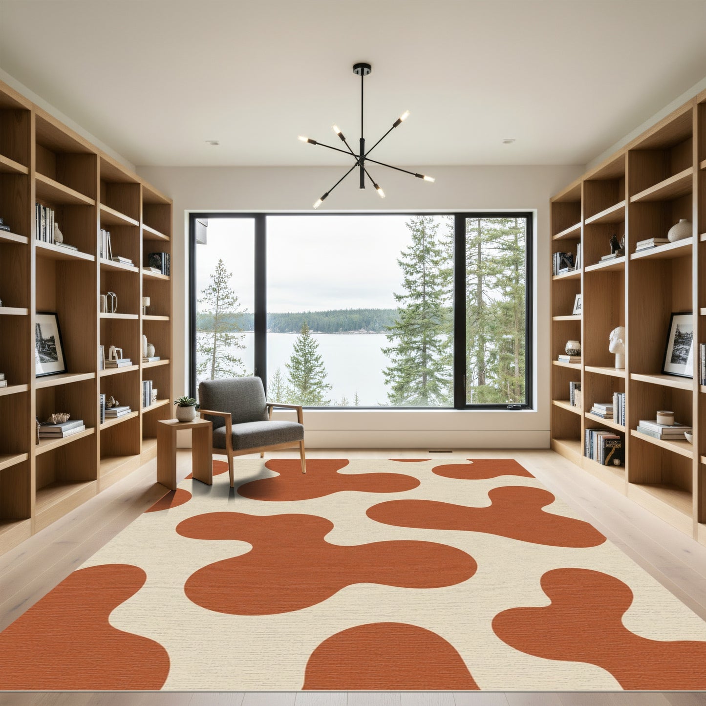 Retro Brown Blob Composition Rug