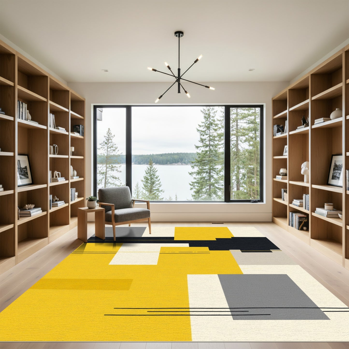 Sunny Yellow Geometric Block Rug