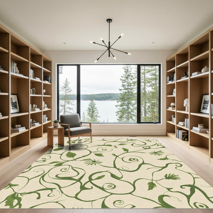 Vine And Leaf Swirl Composition Rug