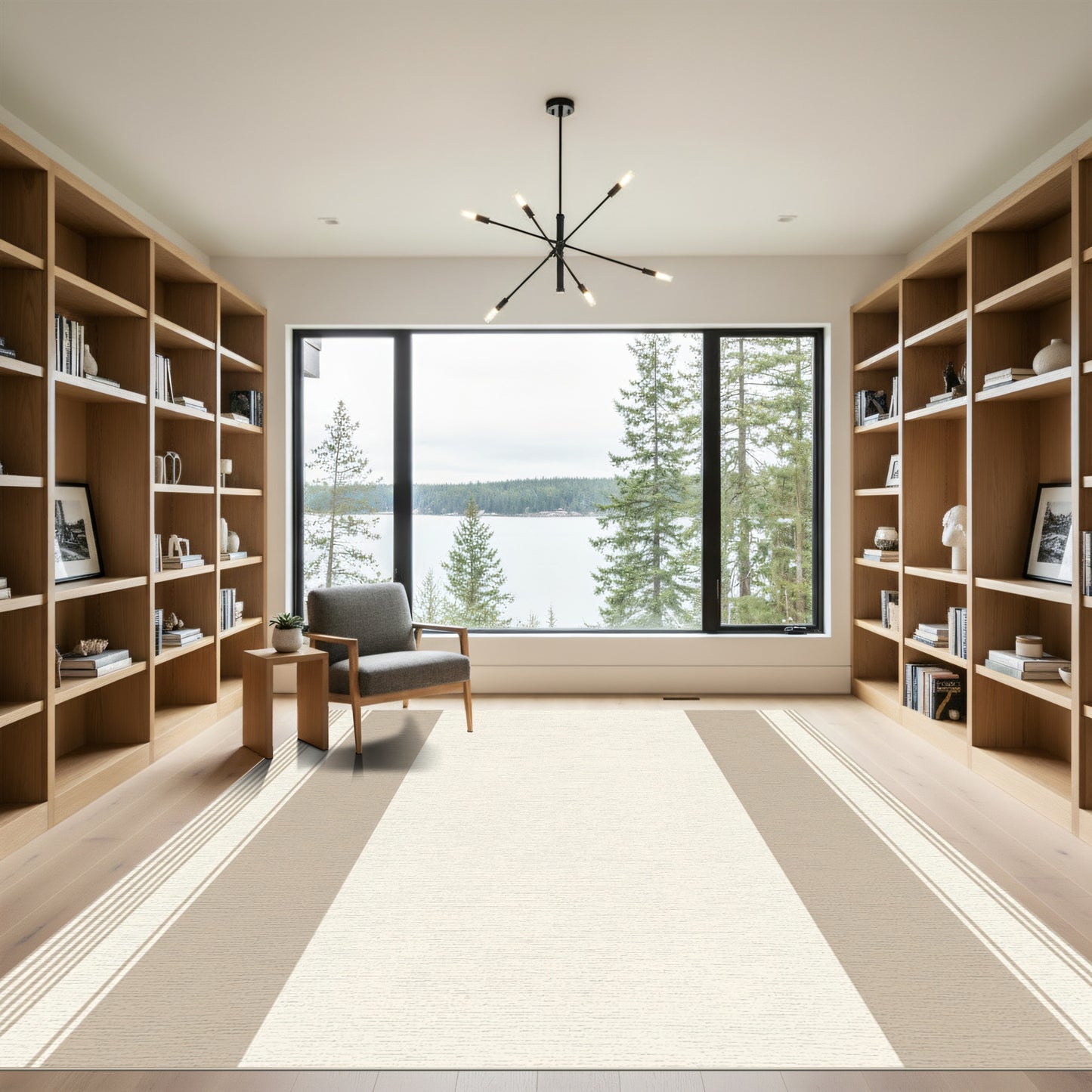 Neutral Tone Vertical Stripe Rug