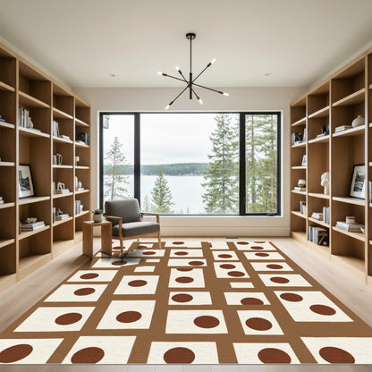 Brown Cream Scattered Dot Composition Rug