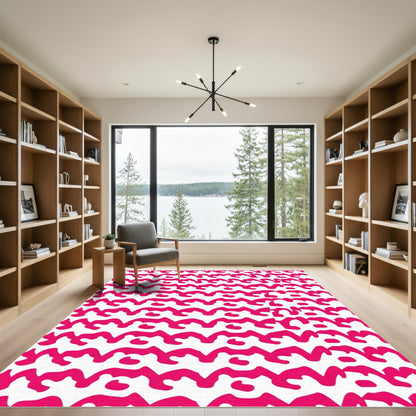 Bold Pink Wave Stripe Rug