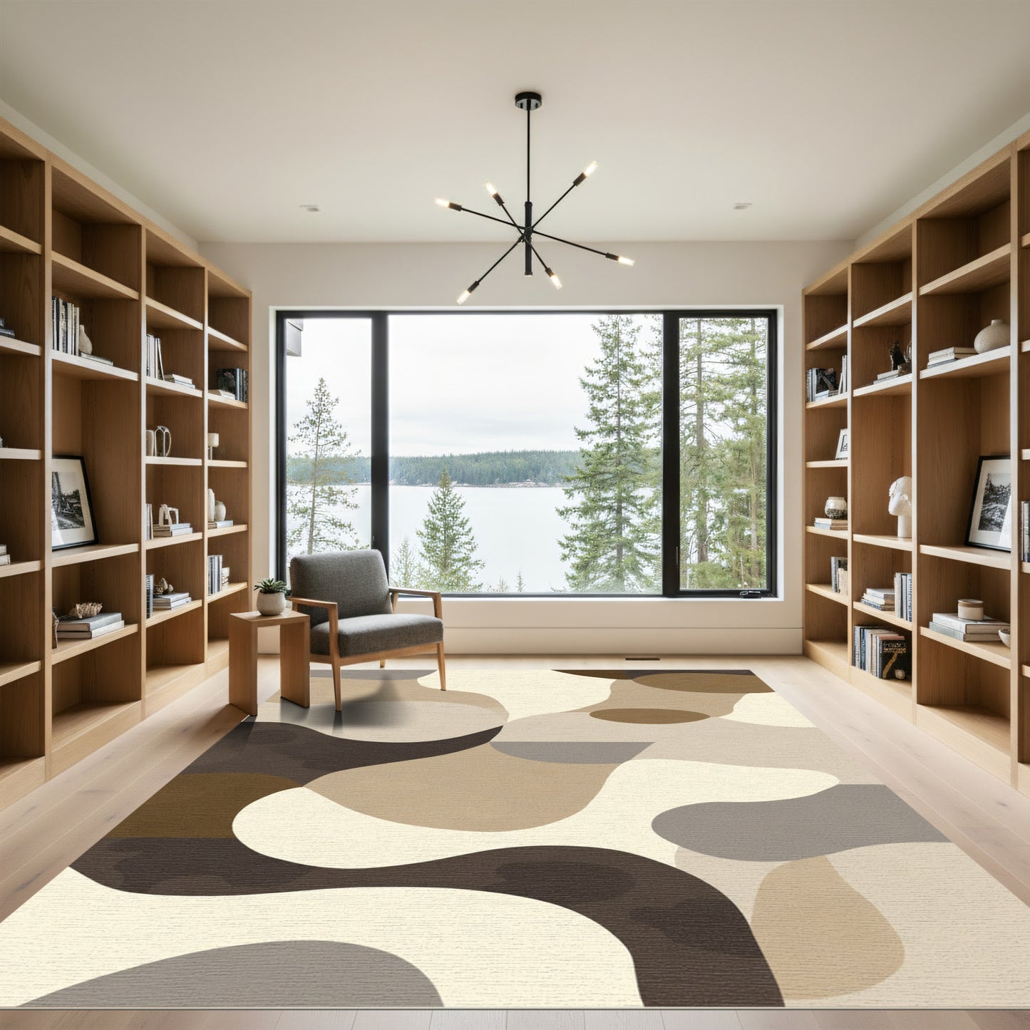 Neutral Organic Abstract Cloud Rug