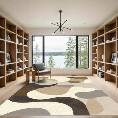 Neutral Organic Abstract Cloud Rug