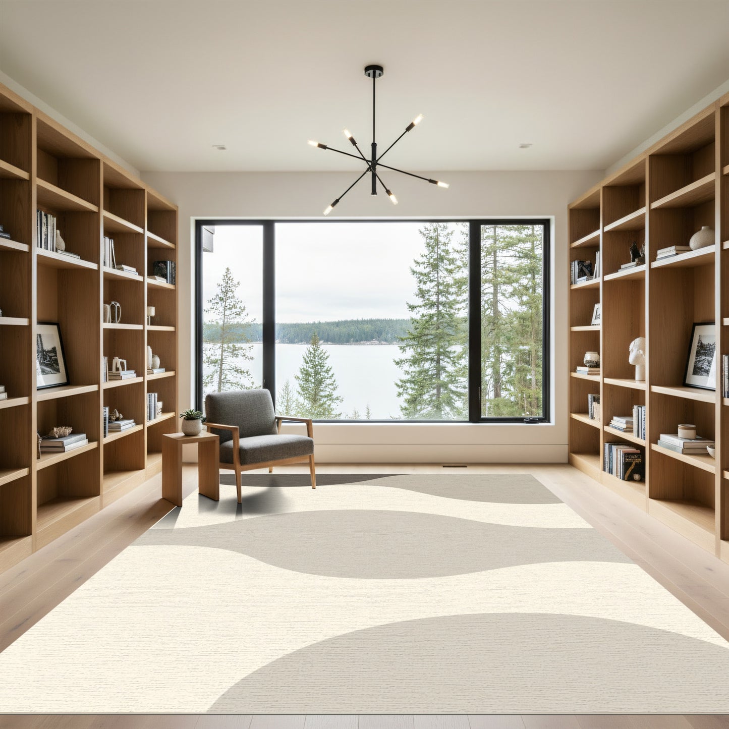 Neutral Wave Organic Abstract Rug
