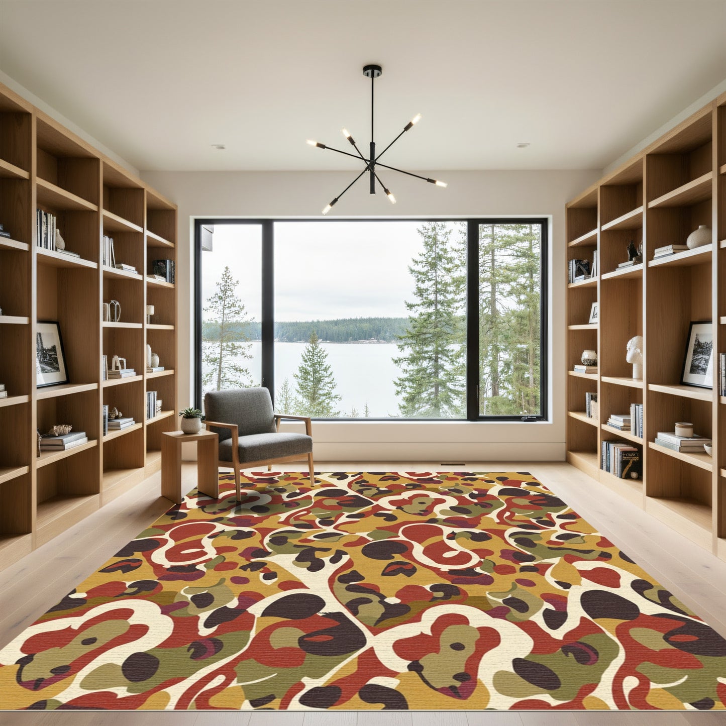 Earthy Tone Abstract Camouflage Rug