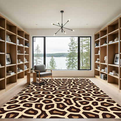 Brown Beige Organic Cell Mosaic Rug
