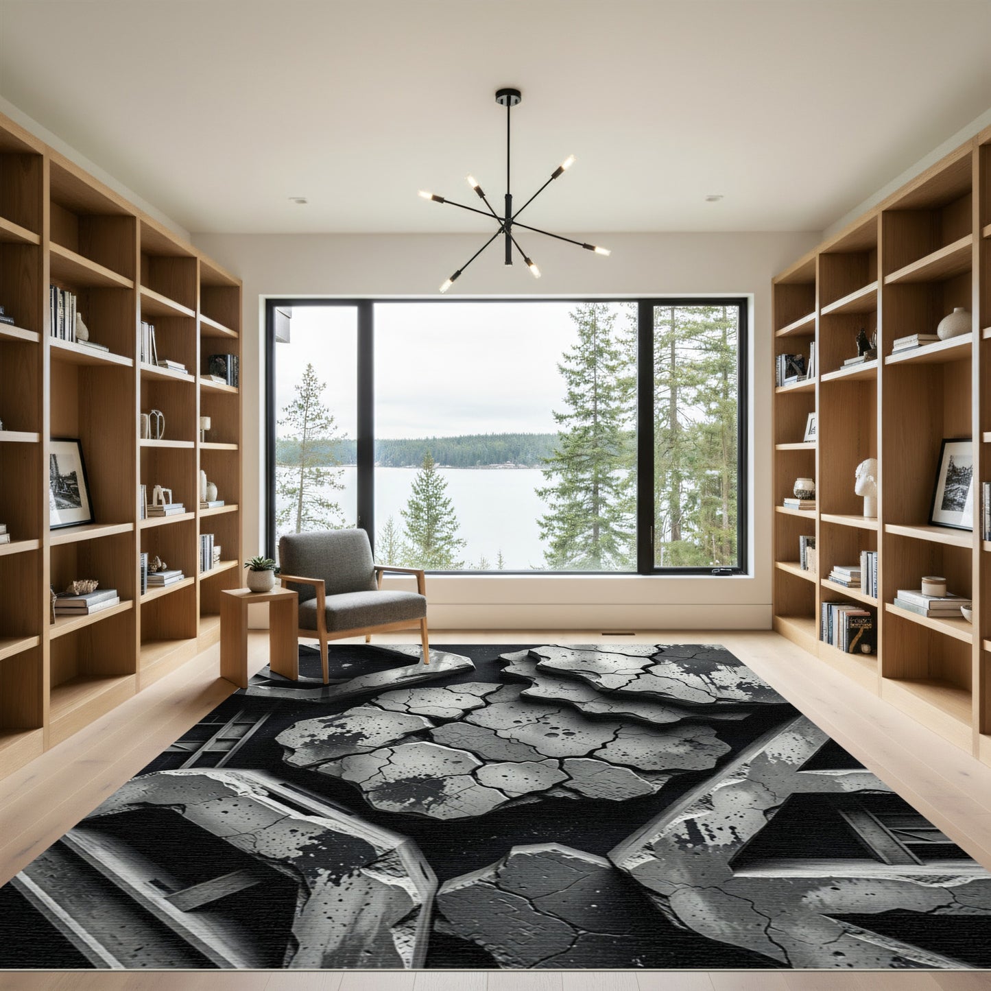 Abstract Concrete Chic Jagged Rug