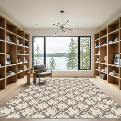 Taupe Abstract Face Repeating Overlay Rug