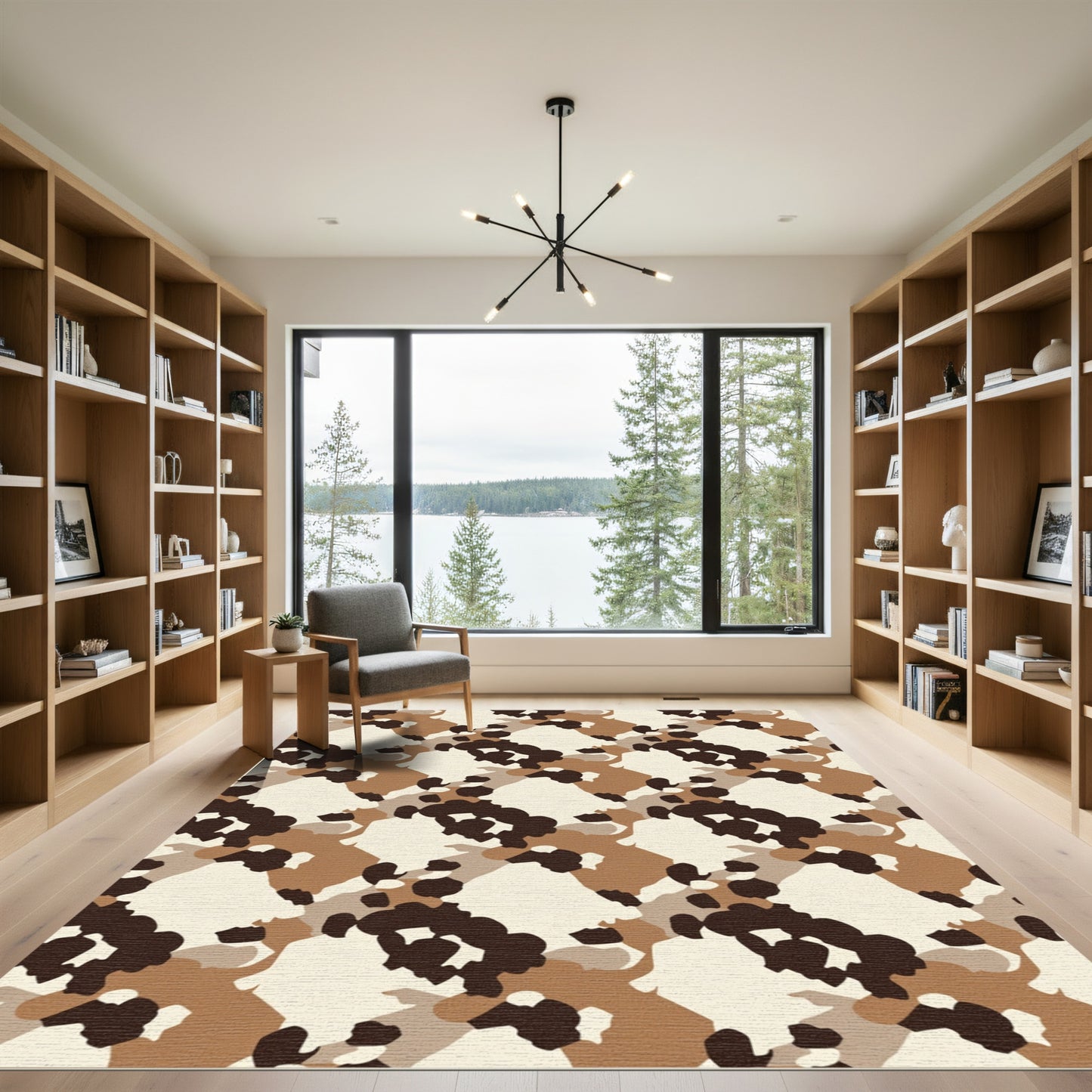 Earthy Camouflage Broken Jagged Forms Rug
