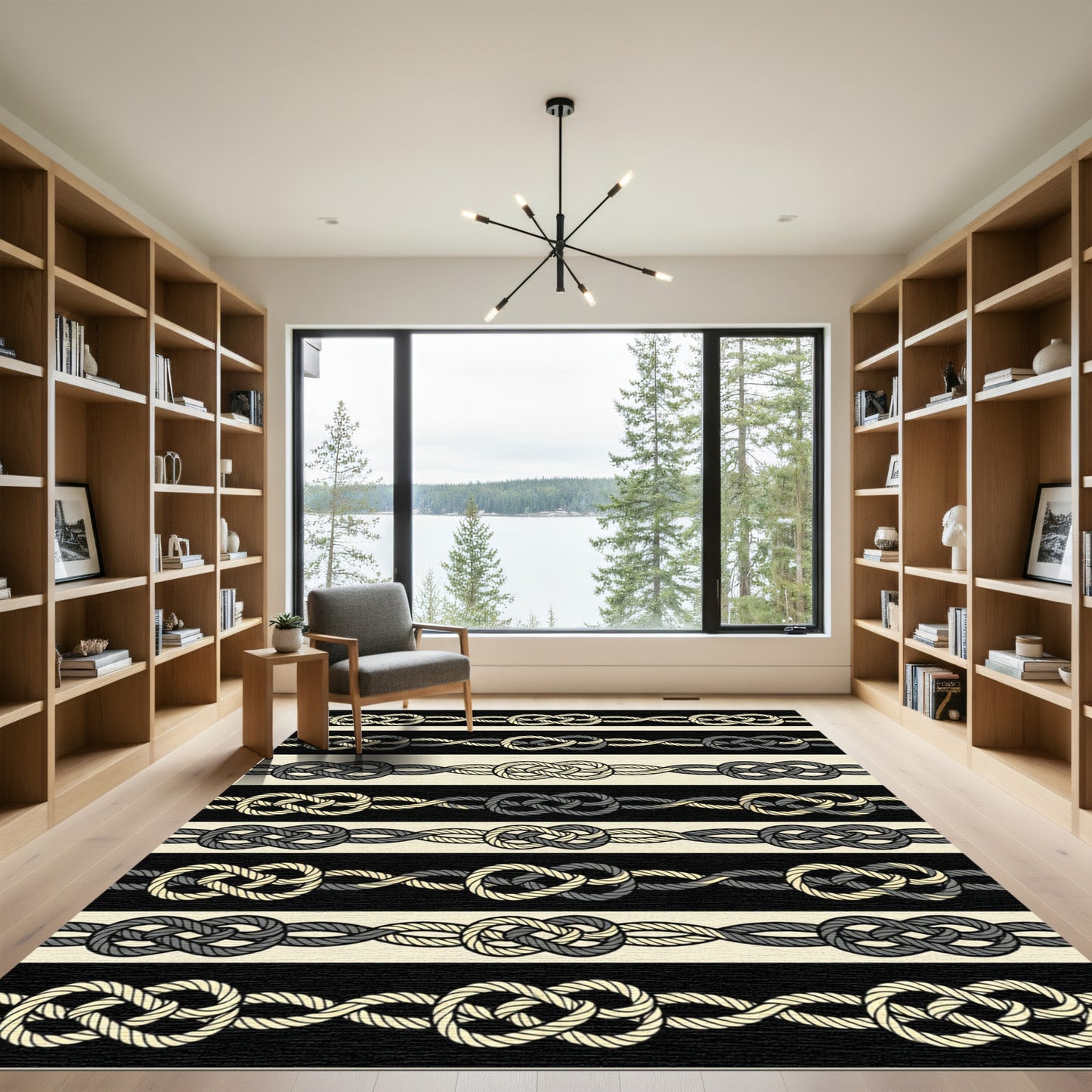 Nautical Rope Knot Stripe Rug