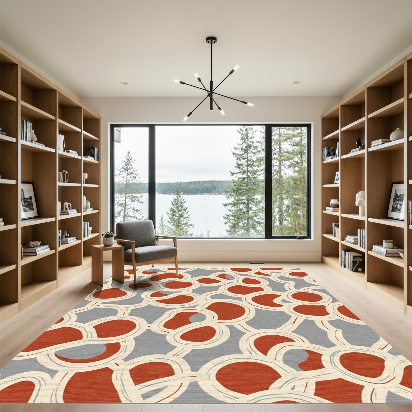 Gray Terracotta Abstract Swirl Rug