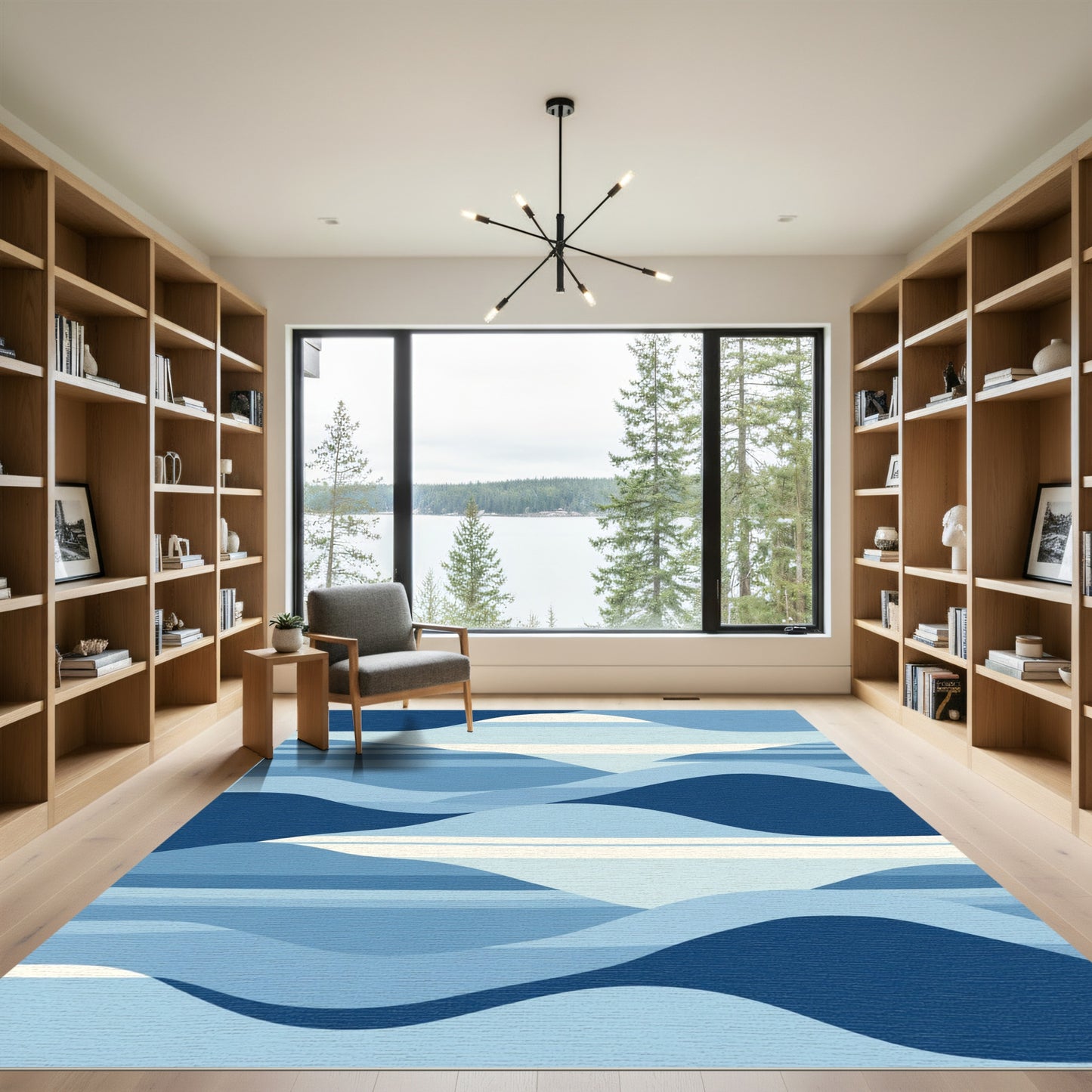 Serene Blue Horizon Layers Rug