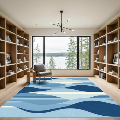 Serene Blue Horizon Layers Rug