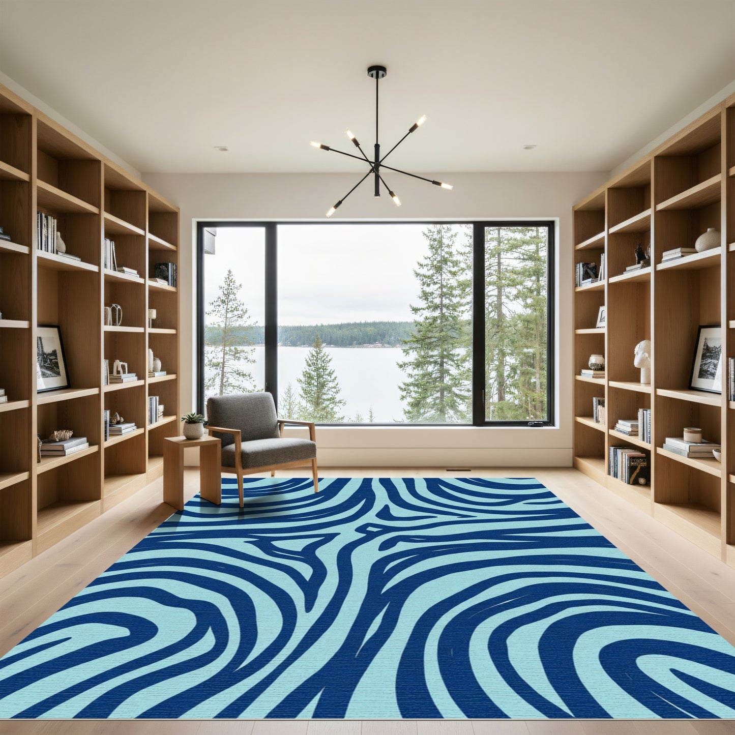 Navy Blue Abstract Swirls Rug