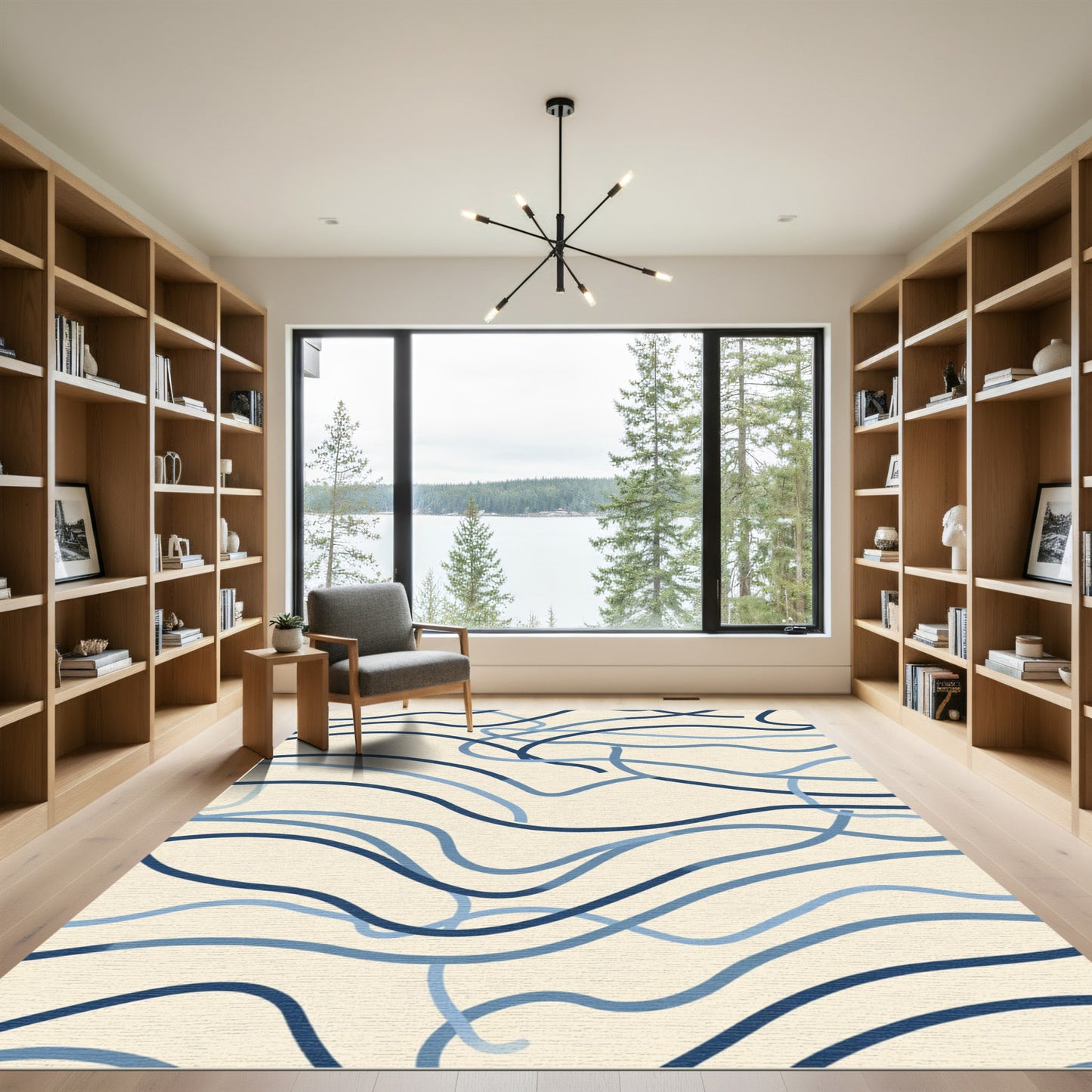 Bold Navy And Blue Ribbon Waves Rug