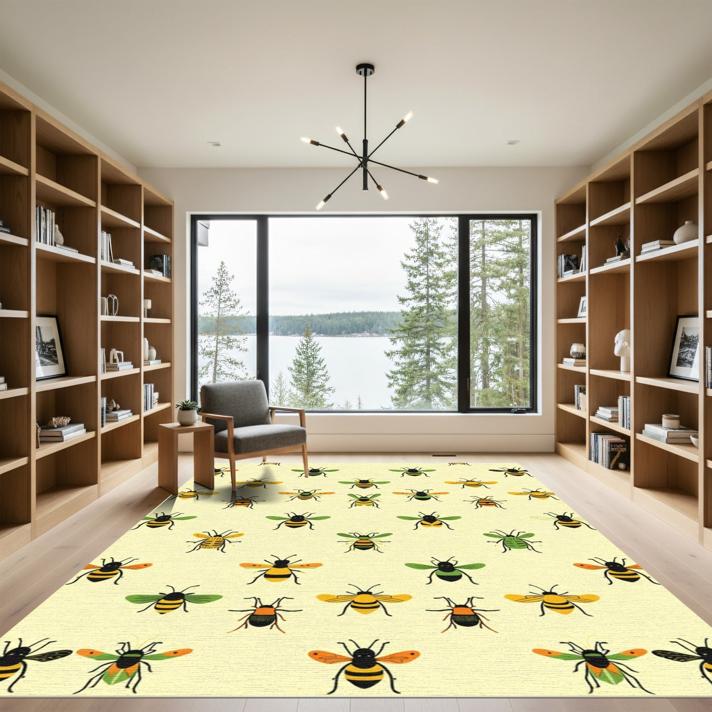 Playful Yellow And Green Bee Medley Rug