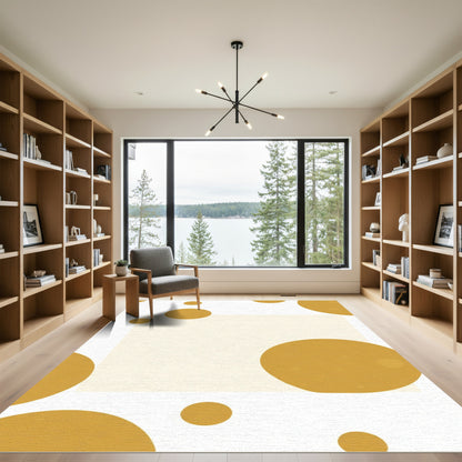 Golden Ochre Circles Overlay Rug