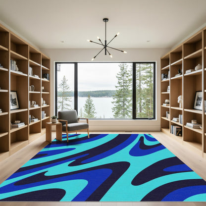 Wavy Blue Teal Swirls Rug