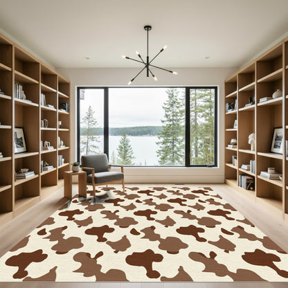 Brown Cream Abstract Blob Rug