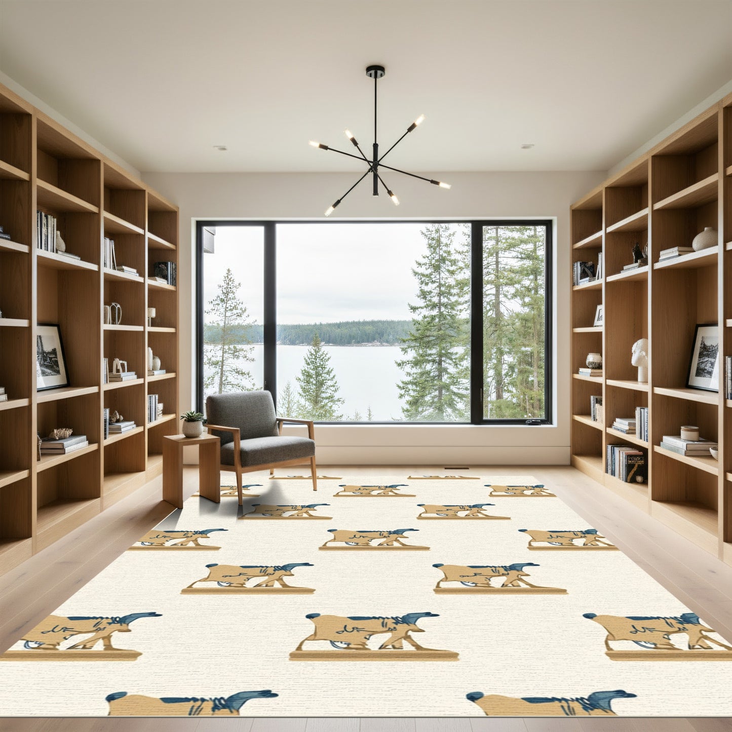 Tan Blue Camel Repeat Rug