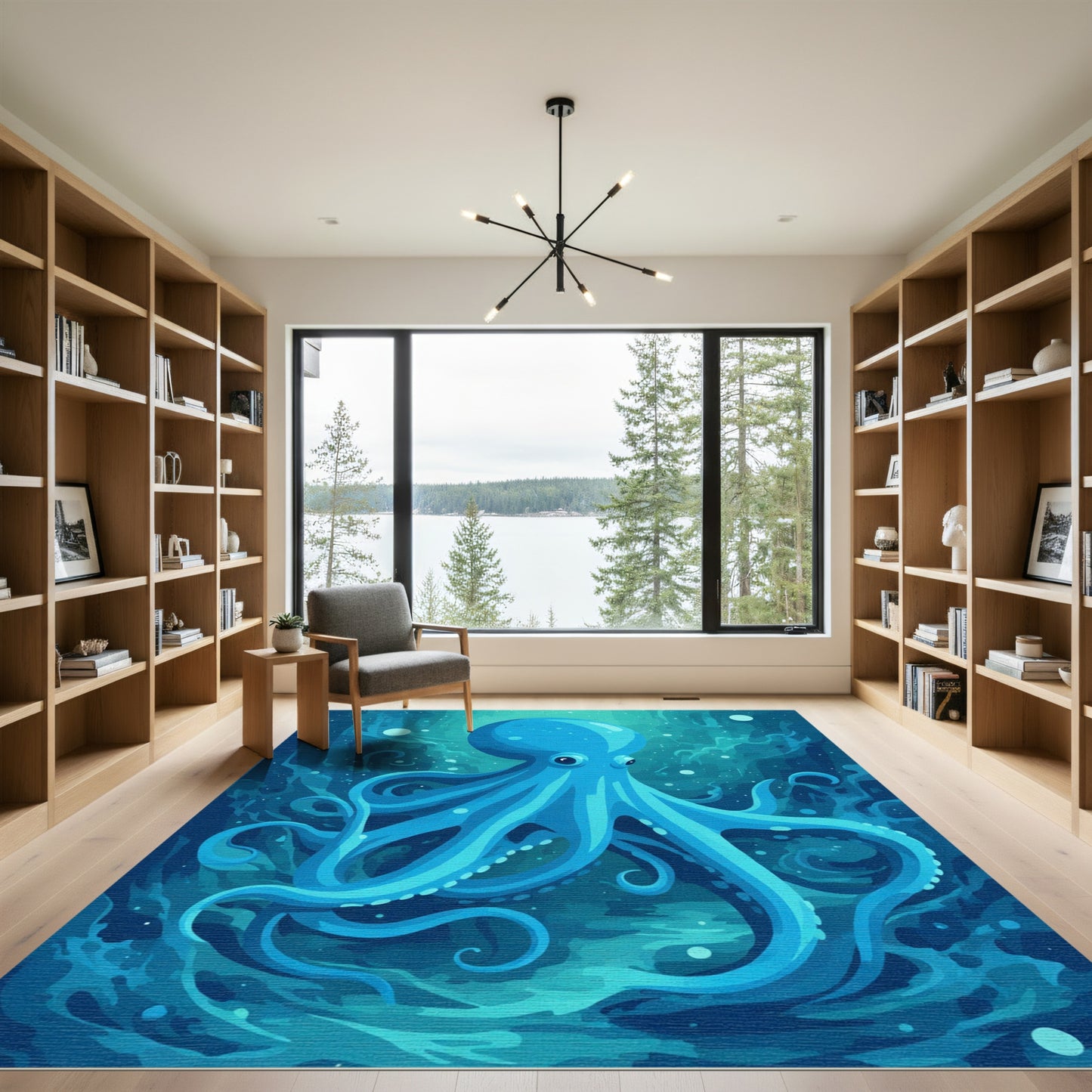Oceanic Blue Octopus Sea Life Rug