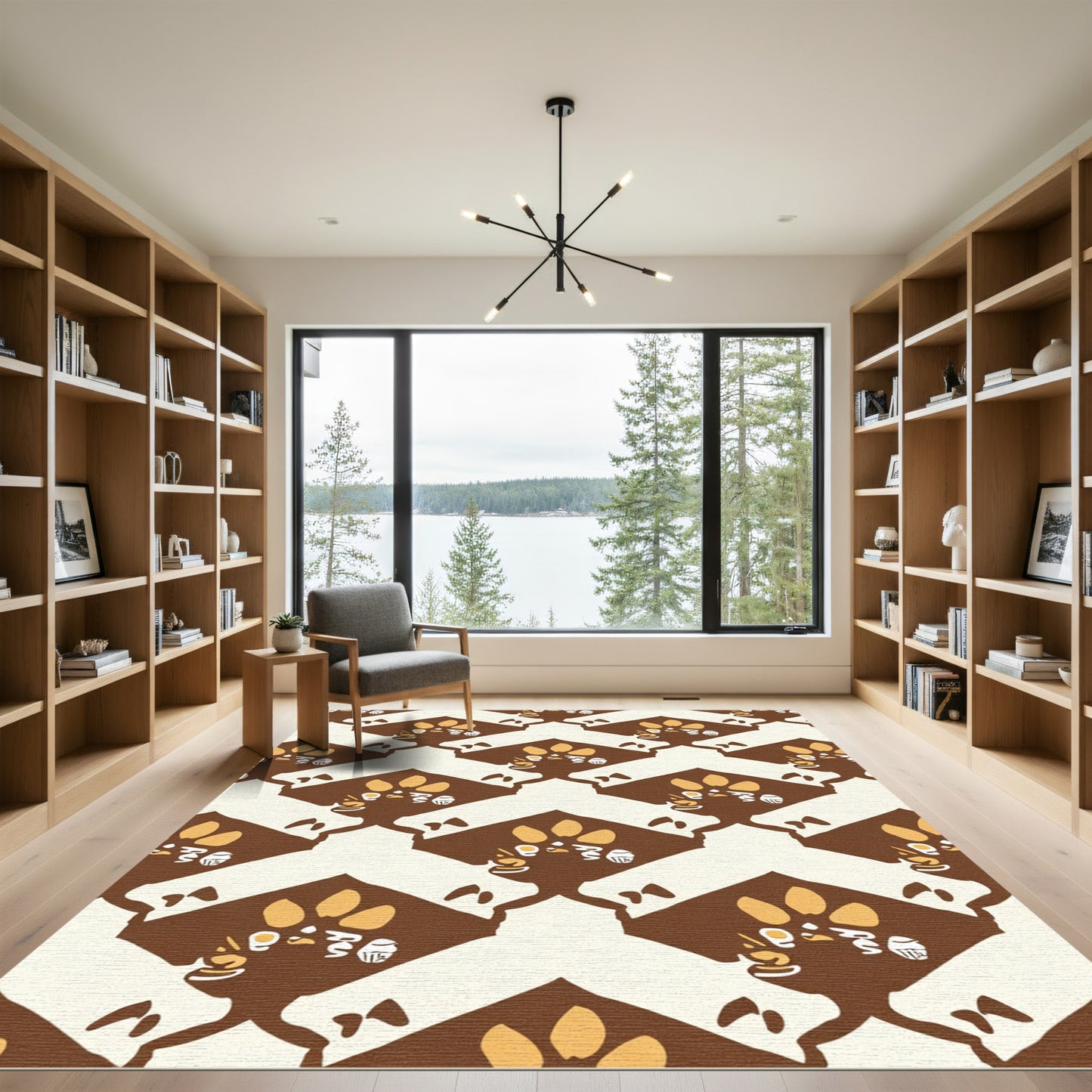 Brown Yellow Abstract Rhombus Figures Rug