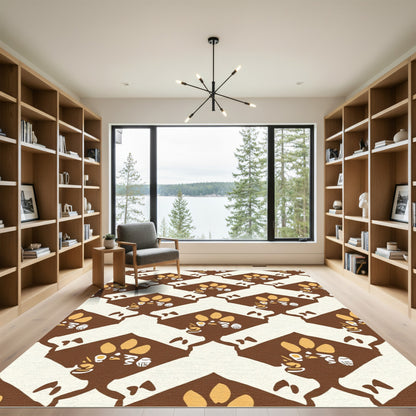 Brown Yellow Abstract Rhombus Figures Rug