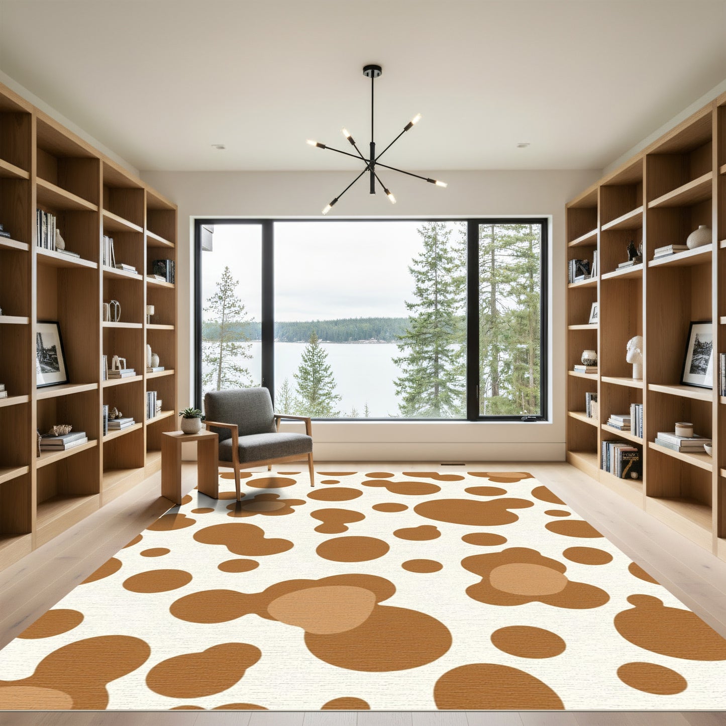 Brown Spotted Abstract Blob Rug