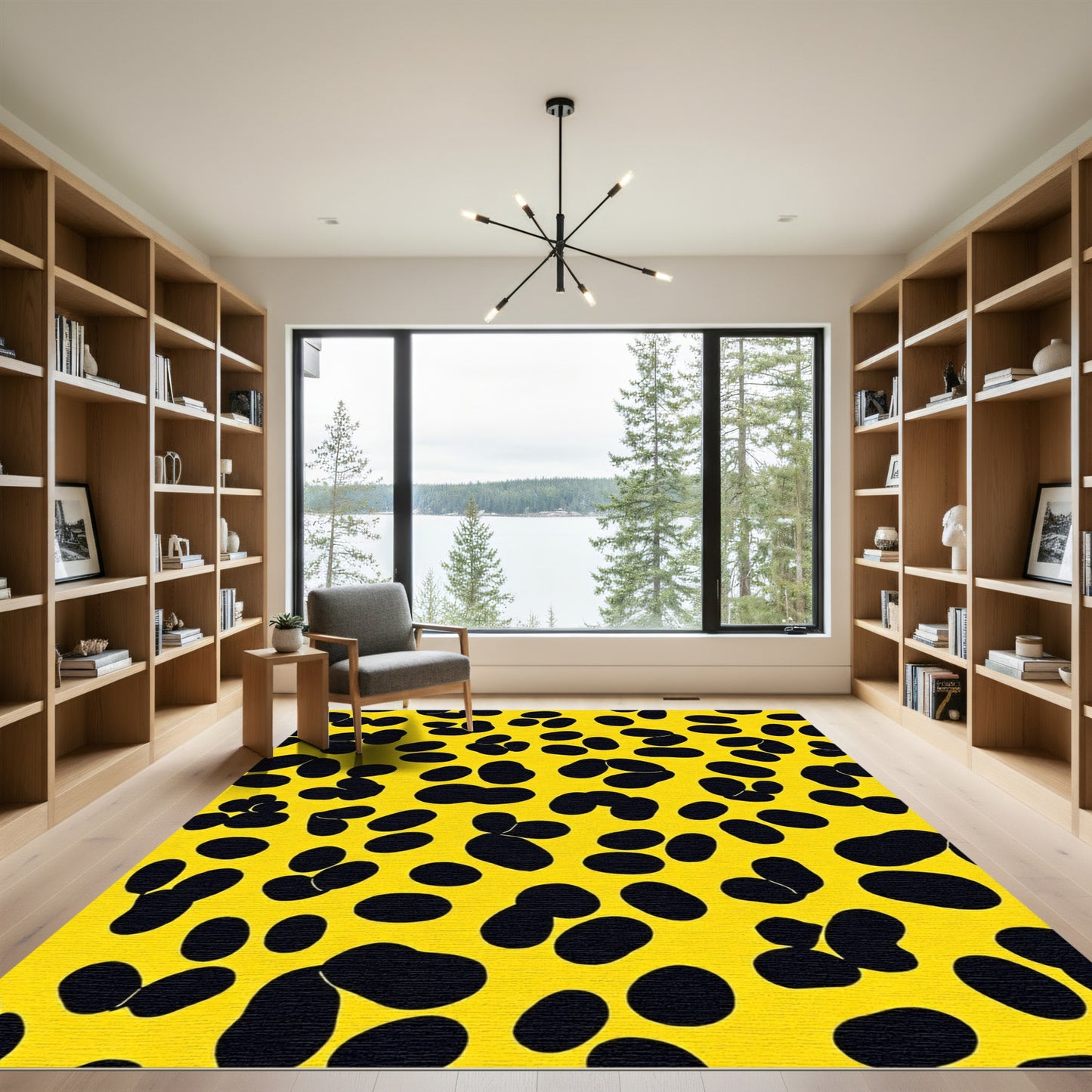 Bold Yellow Black Blotches Rug