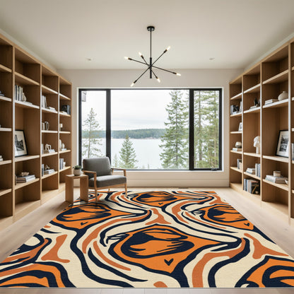 Retro Orange Black Tiger Stripe Rug