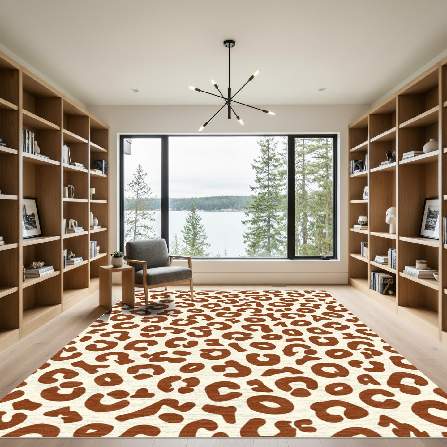 Brown Leopard Spots Pattern Rug