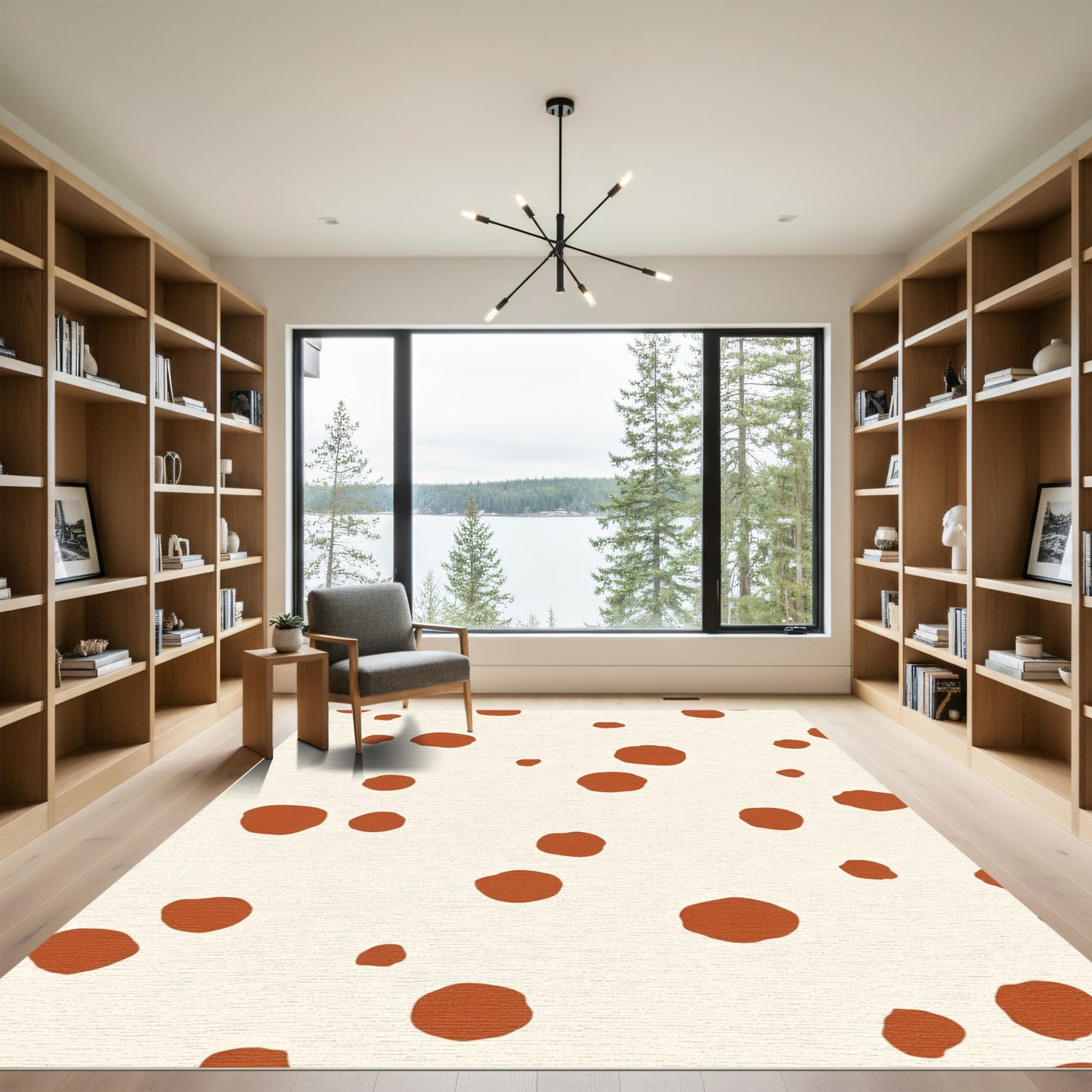 Cream Orange Polka Dot Scatter Rug