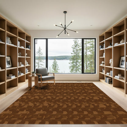 Shaded Chocolate Square Geometric Repeat Rug