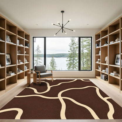 Dark Chocolate Cream Organic Flow Rug