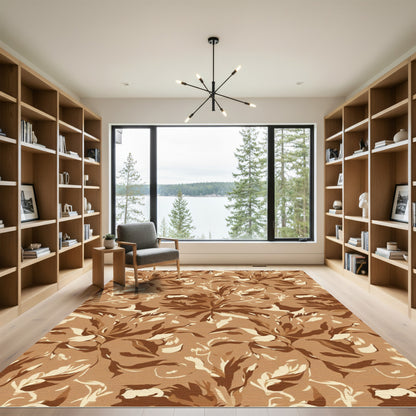 Earthy Tones Abstract Floral Swirl Rug
