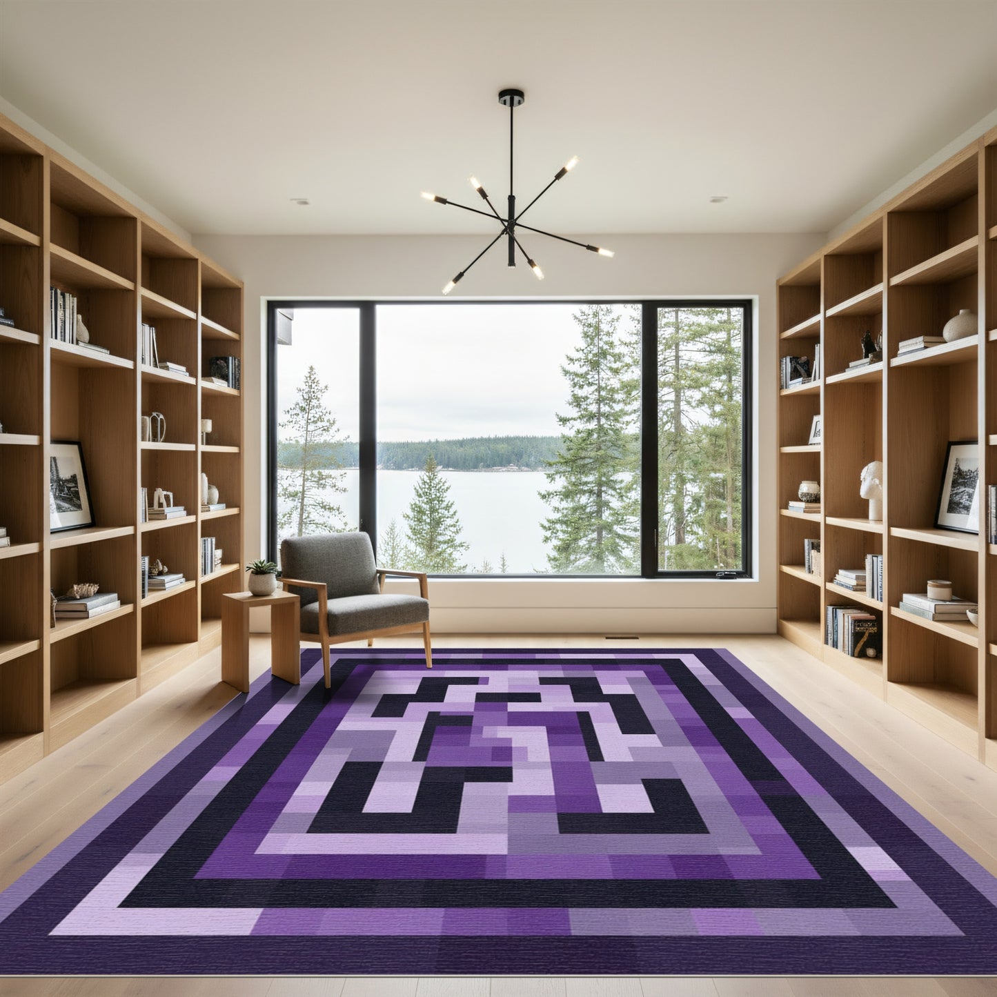 Amethyst Pixel Geometric Maze Rug