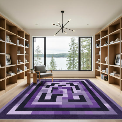 Amethyst Pixel Geometric Maze Rug