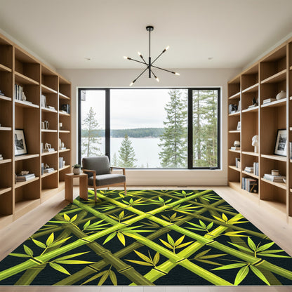Lush Green Bamboo Lattice Rug